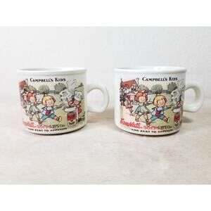 Campbell's Kids Soup Cup Mug 11oz Ceramic 3 1/4" West Wood 1994 x2 Vintage